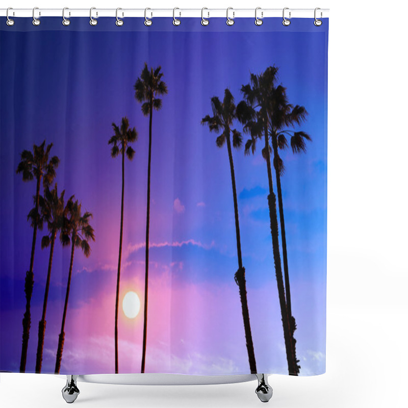 Personality  California High Palm Trees Sunset Sky Silohuette Background USA Shower Curtains