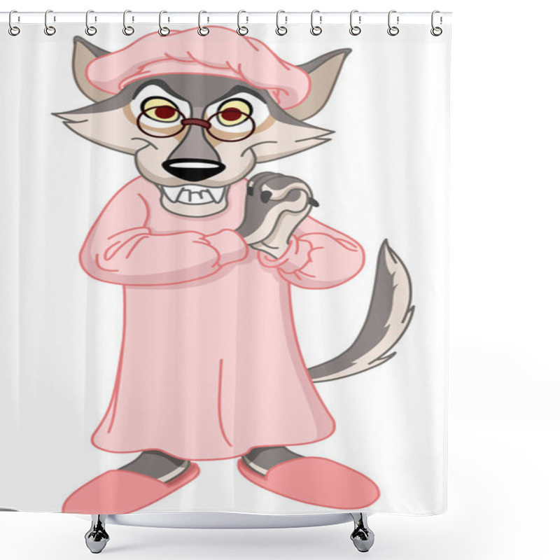 Personality  Little Red Riding Hood Wolf In Grandma Costume Shower Curtains