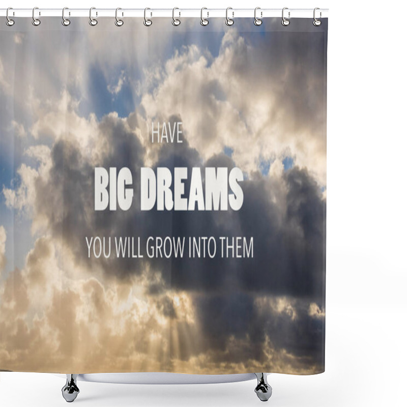 Personality  Inspirational Quote Over Beautiful Sky Background Shower Curtains