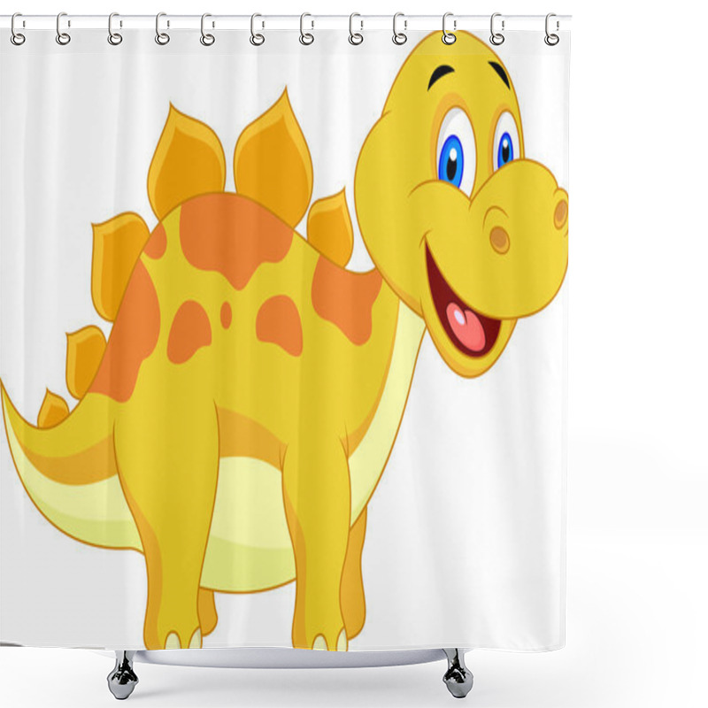 Personality  Cute Little Dinosaur Vector Illustration Shower Curtains