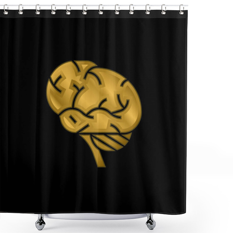 Personality  Brains Gold Plated Metalic Icon Or Logo Vector Shower Curtains