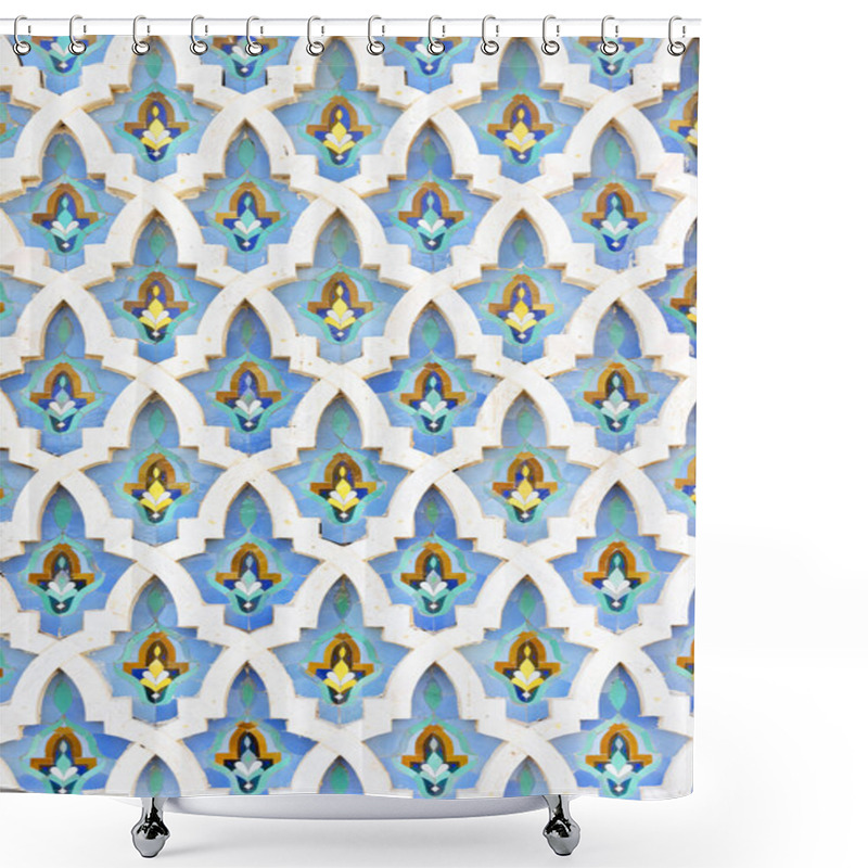 Personality  Detail Of The Decorations Of Hassan II Mosque In Casablanca Shower Curtains