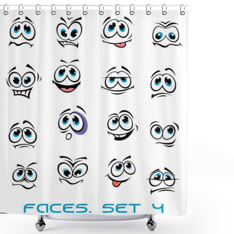 Personality  Cartoon Faces Set With Many Emotions Shower Curtains