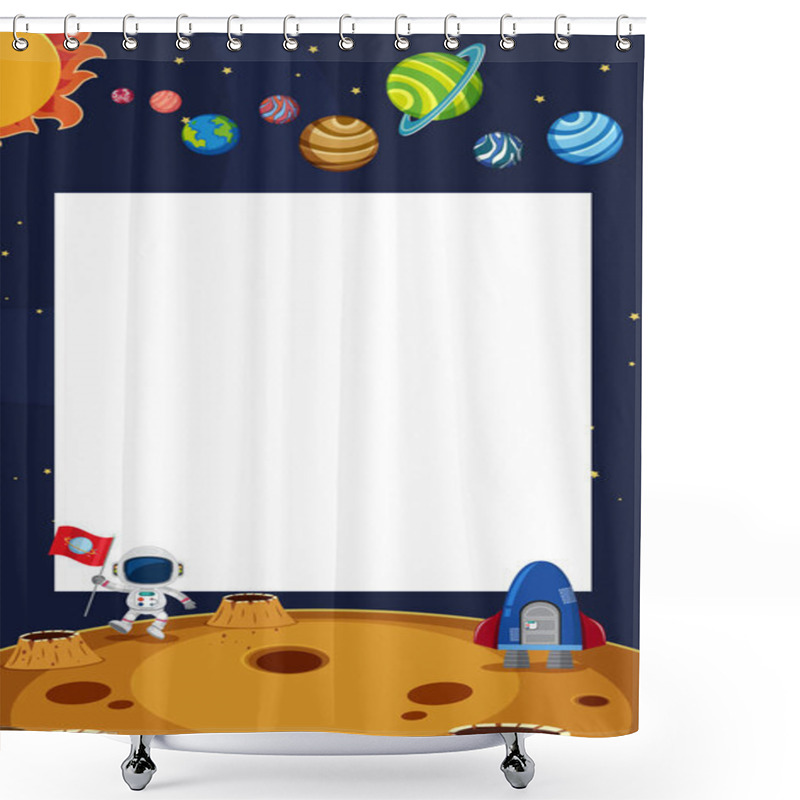 Personality  Frame Template Design With Space Theme Shower Curtains