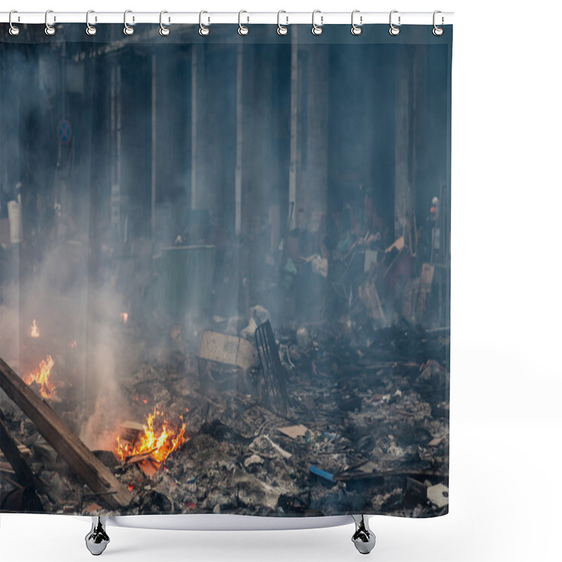 Personality  Burned Building At The Maidan In Kyiv, Ukraine Shower Curtains