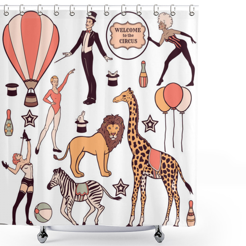 Personality  Set Of Various Circus Elements Shower Curtains