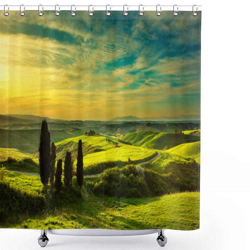 Personality  Tuscany, Rural Sunset Landscape Shower Curtains