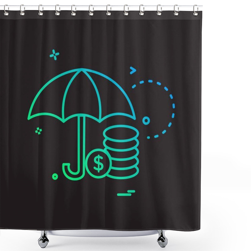 Personality  Umbrella Coins Dollar Icon Vector Design Shower Curtains