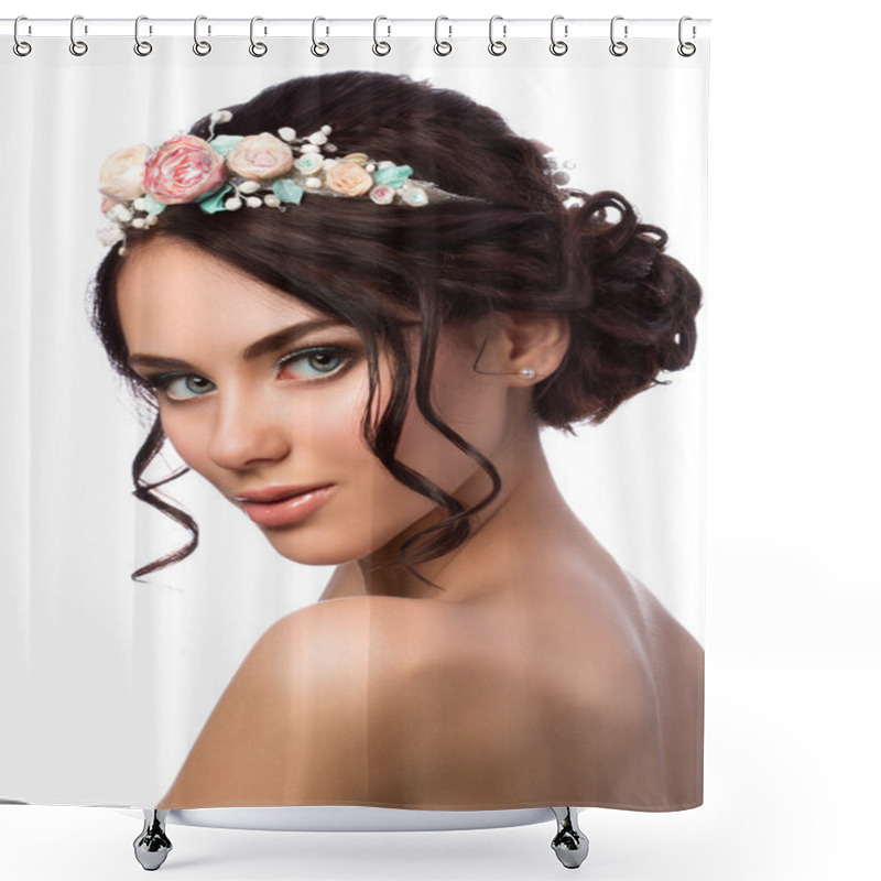 Personality  Portrait Of Young Beautiful Bride Shower Curtains