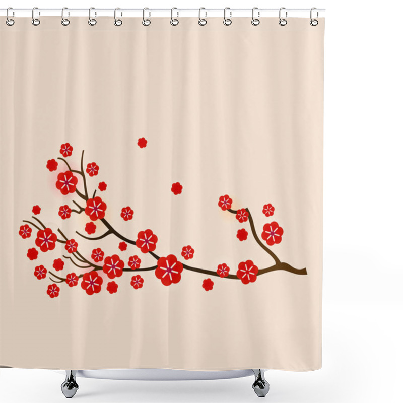 Personality  Red Sakura Floral Background Shower Curtains