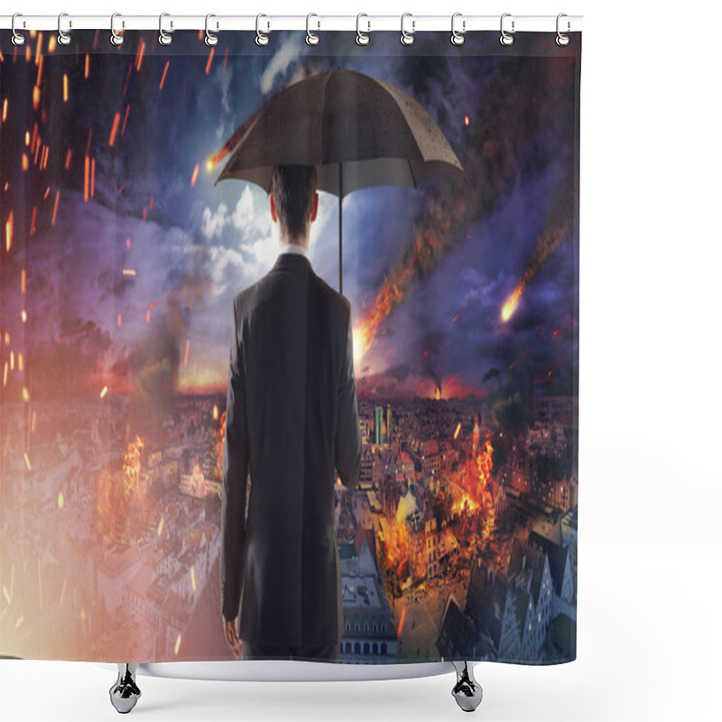 Personality  Concept Of Market Or Ecology Disaster With Falling Meteorites Shower Curtains