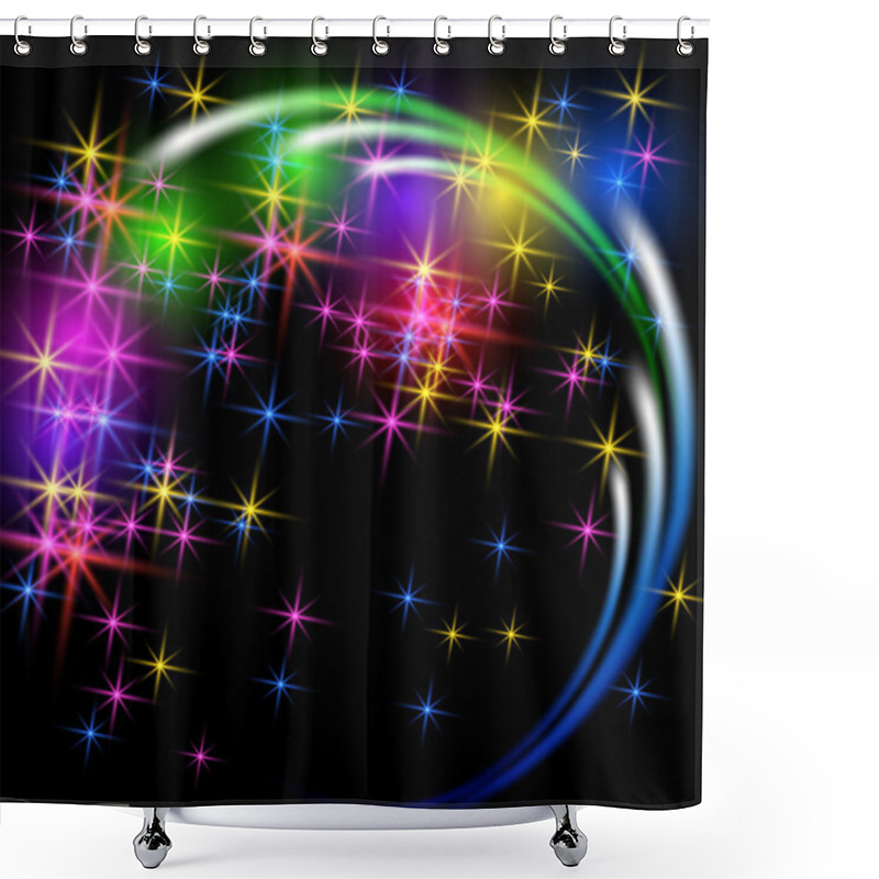 Personality  Salute And Firework With Sparkle Stars Shower Curtains