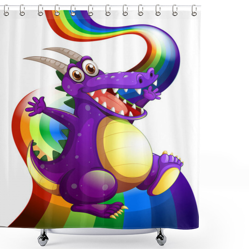 Personality  A Playful Violet Dragon And A Rainbow Shower Curtains