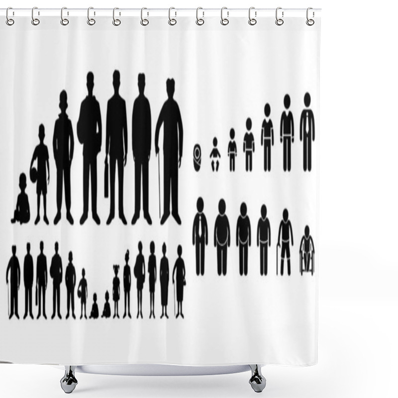 Personality  Human Life Baby Child Student Old On White Background Shower Curtains