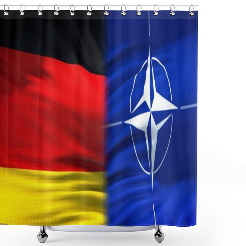 Personality  Germany And NATO Flags Background, Diplomatic And Economic Relations, Security Shower Curtains