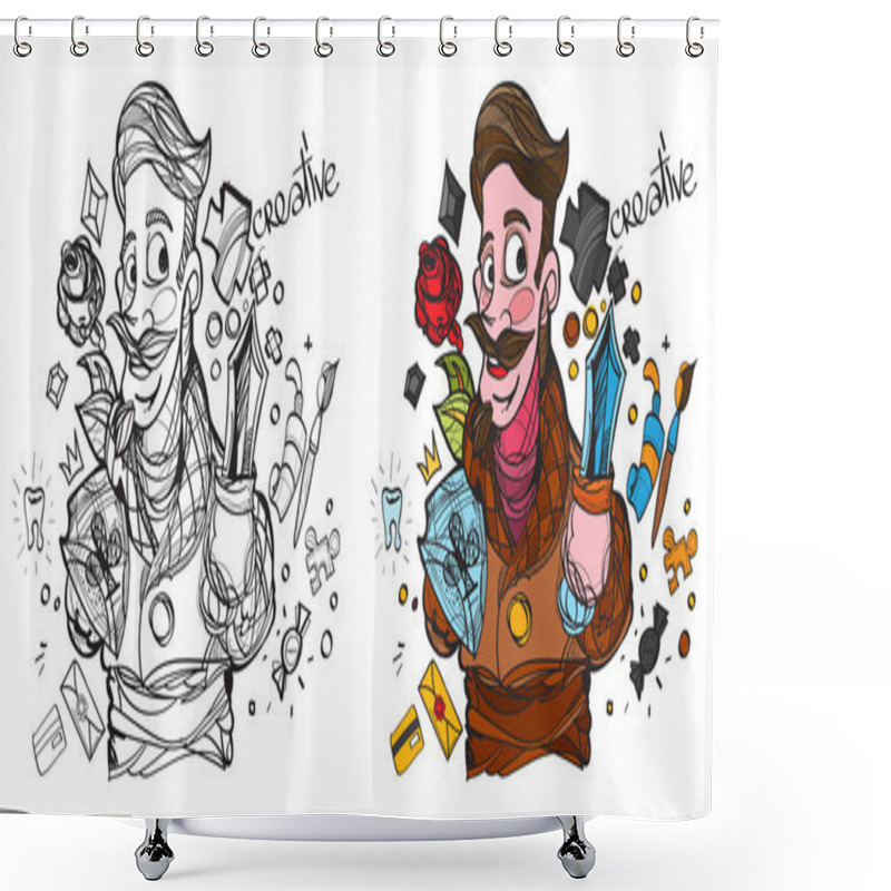 Personality  Figure Hand Drawn Character Shower Curtains