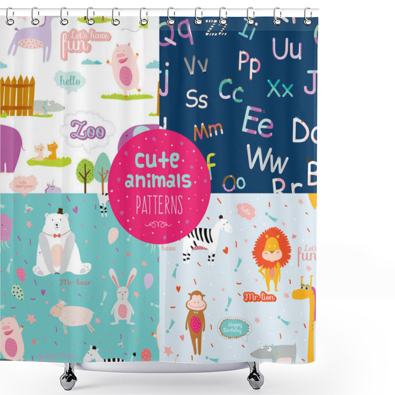 Personality  Cute  Childish Pattern With Cartoon Animals Shower Curtains