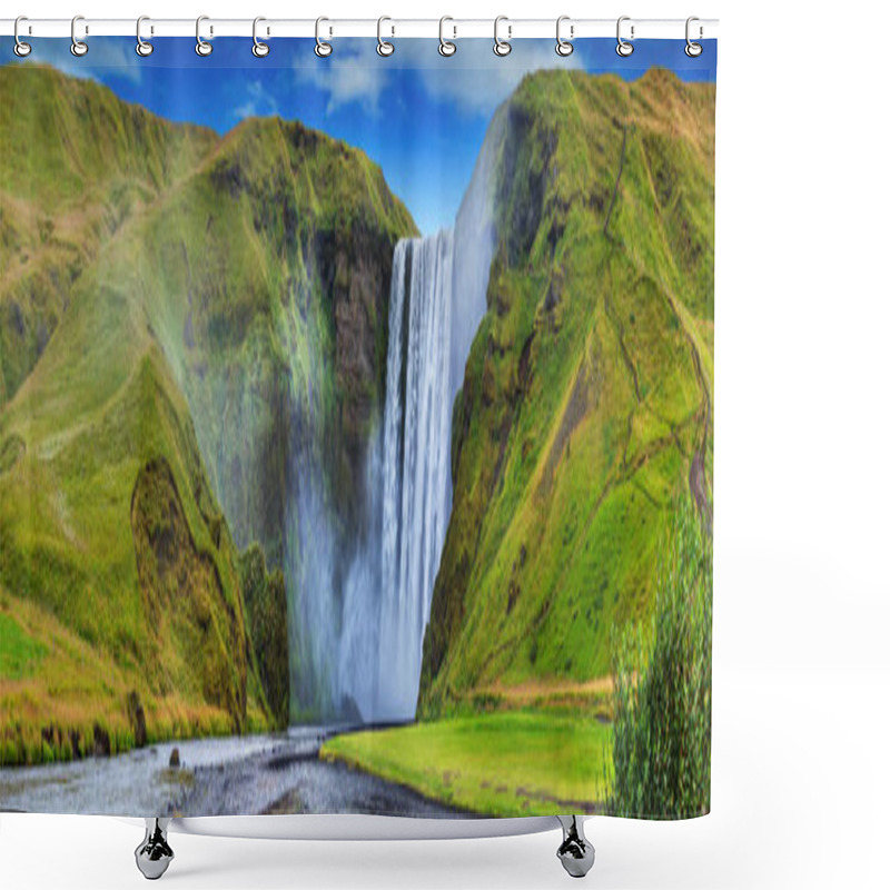 Personality  Ganeral View Of The Seljalandsfoss Falls, Iceland. Panorama Shower Curtains