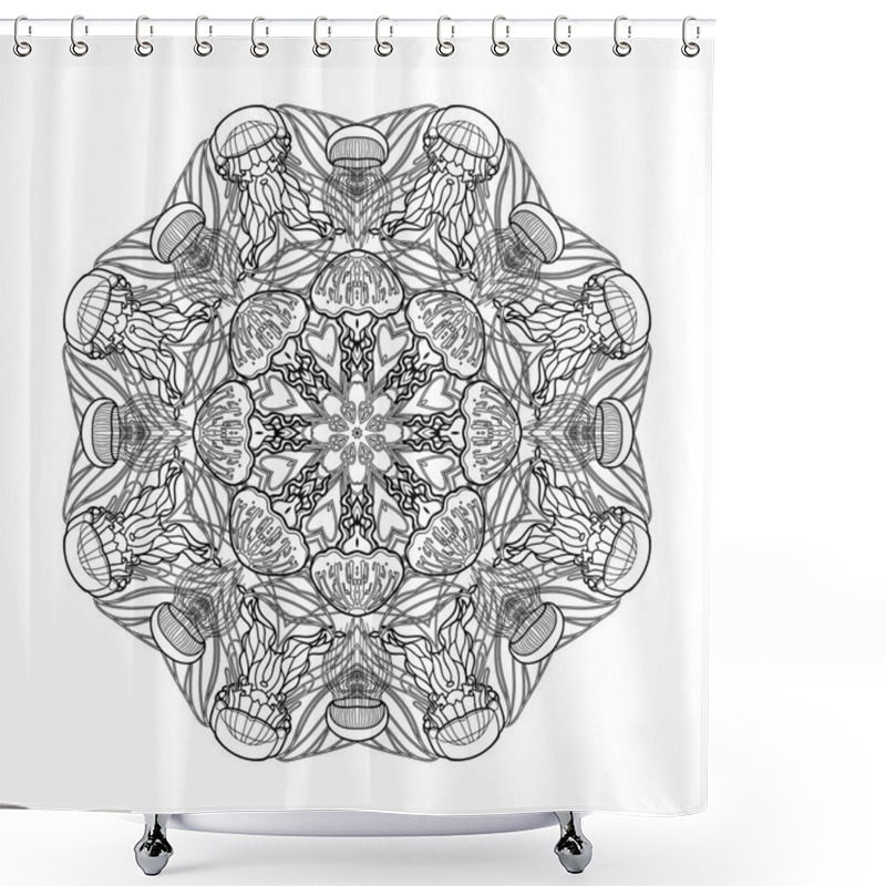 Personality  Graphic Coral Circle Ornament Shower Curtains