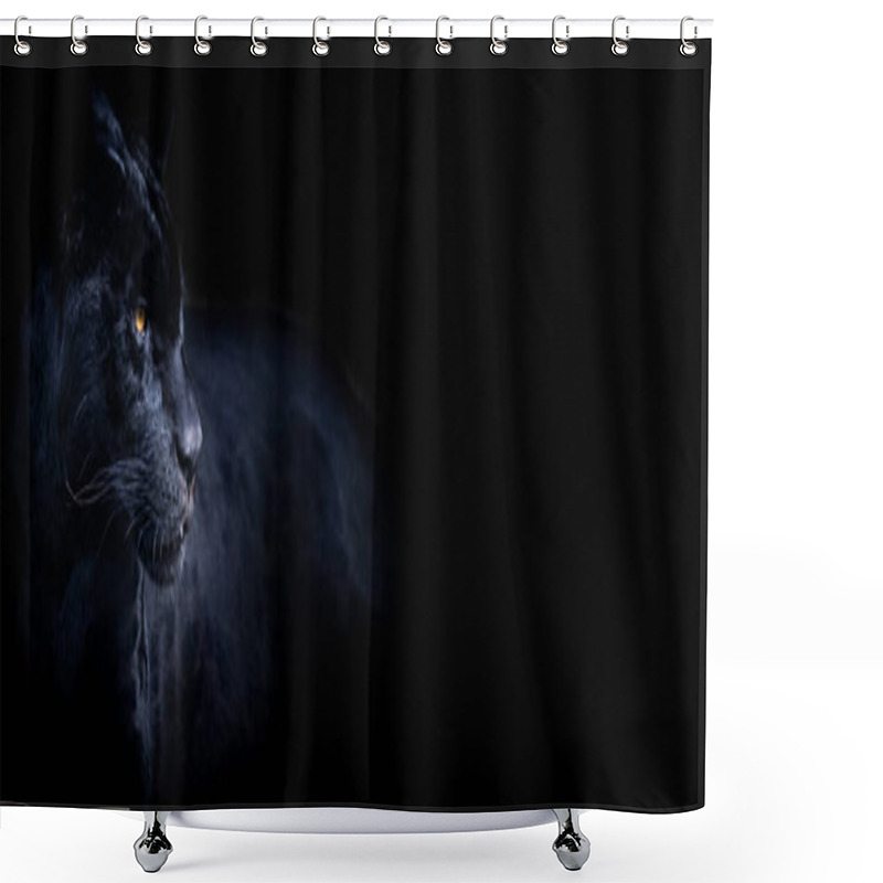 Personality  Template Of A Black Panther With A Black Background Shower Curtains