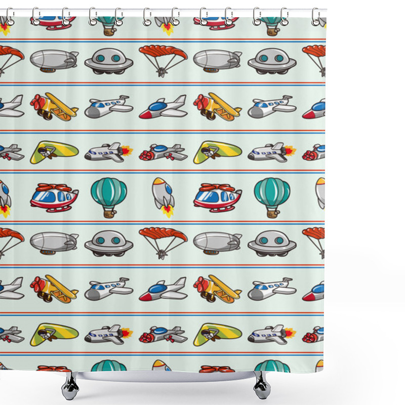 Personality  Seamless Airplane Pattern Shower Curtains