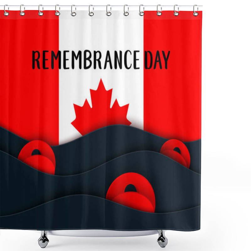 Personality  Vector Remembrance Day Web Layers Banner. Canadian Red Poppy Flower Symbol Of Peace. Anzac, Memorial, Veterans Day Header, Card, Poster, Flyer, Invitation. Military Parade Shower Curtains