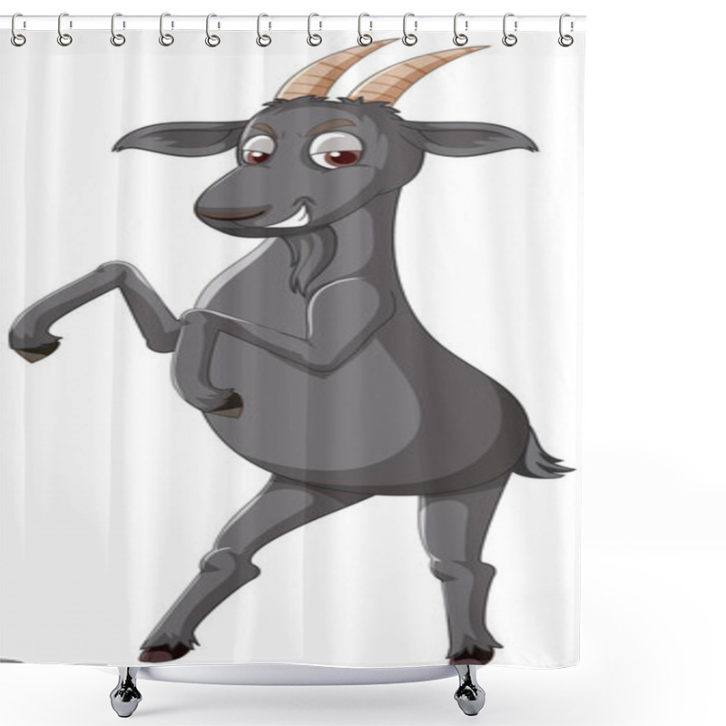 Personality  Black Goat Standing On Two Legs Illustration Shower Curtains