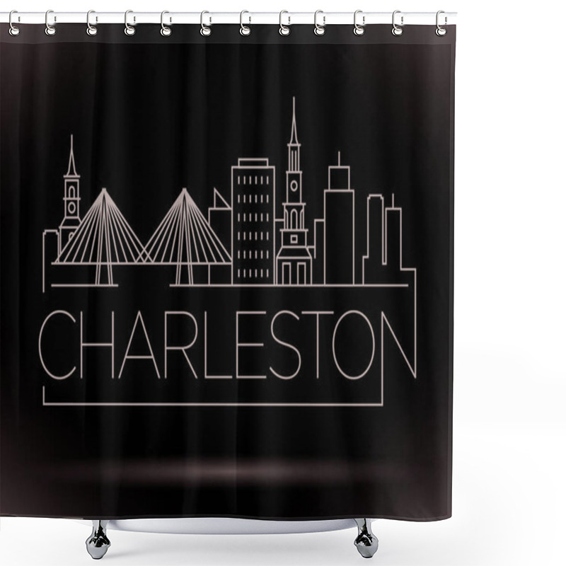 Personality  Charleston Linear City Skyline  Shower Curtains