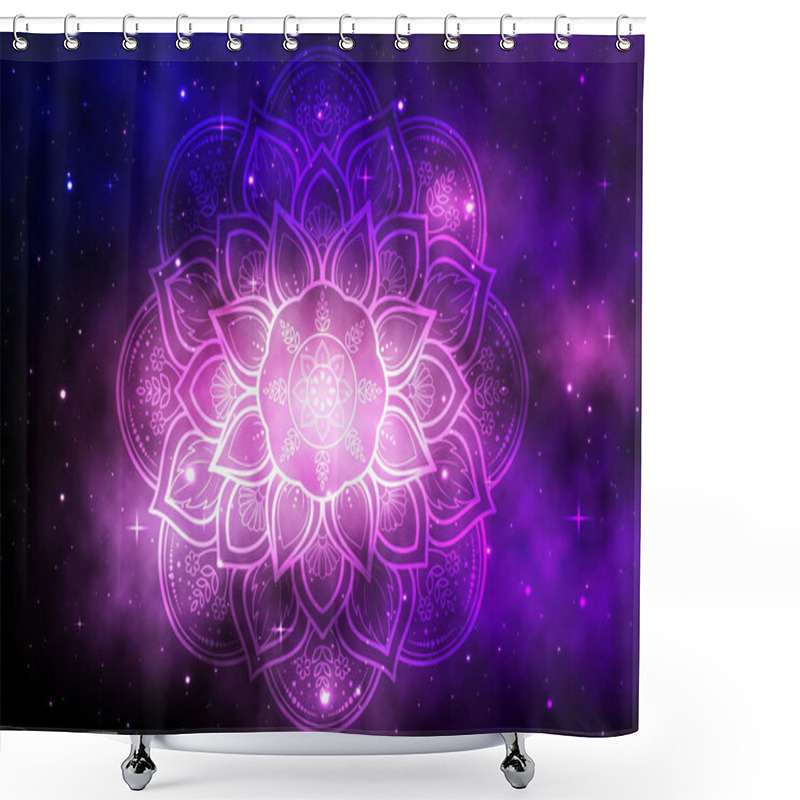 Personality  Circular Flower Mandala With Galaxy Background, Vector Mandala Oriental Pattern, Hand Drawn Decorative Element. Unique Design With Petal Flower. Concept Relax And Meditation Use For Page Logo Shower Curtains