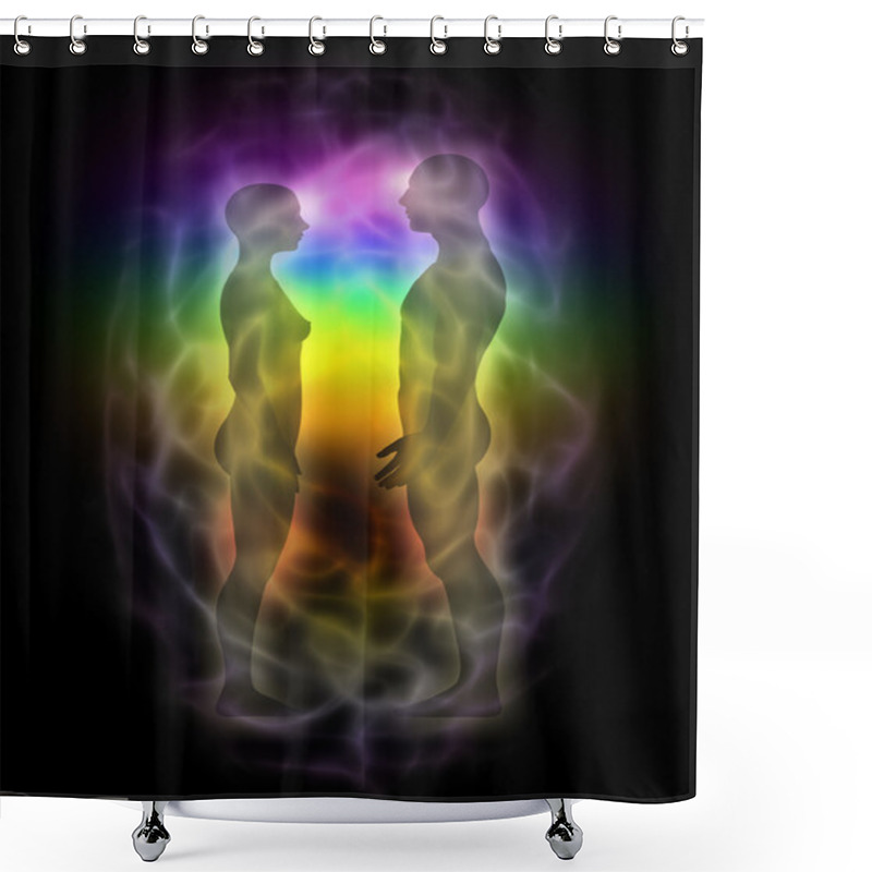 Personality  Woman And Man Energy Body, Aura, Chakras, Energy, Silhouette Shower Curtains