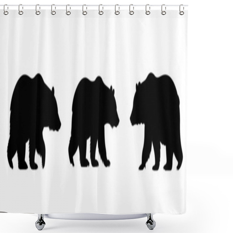 Personality   Bear Silhouette Vector Set On White Background Shower Curtains