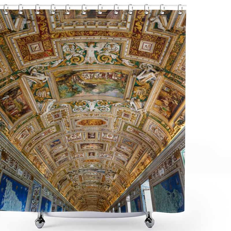 Personality  Paintings On Walls And Ceiling In Gallery Of Maps At Vatican Museum Shower Curtains