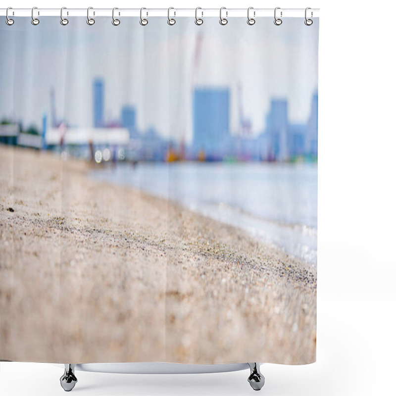 Personality  A Sunny Day At Odaiba Beach And Tokyo Bay (Tokyo, Japan) Shower Curtains