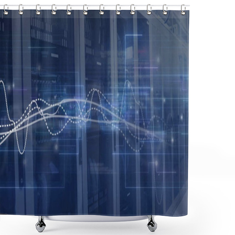 Personality  Image Of Digital Data Processing Over Computer Servers. Global Connections, Computing And Data Processing Concept Digitally Generated Image. Shower Curtains