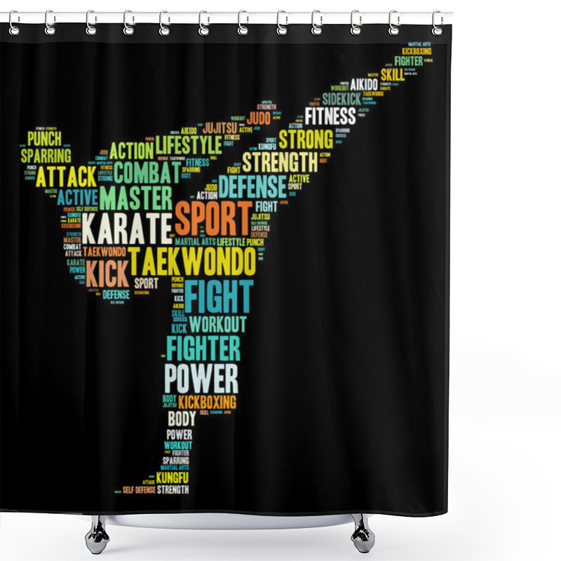 Personality  Karate Graphics On Black Background Shower Curtains