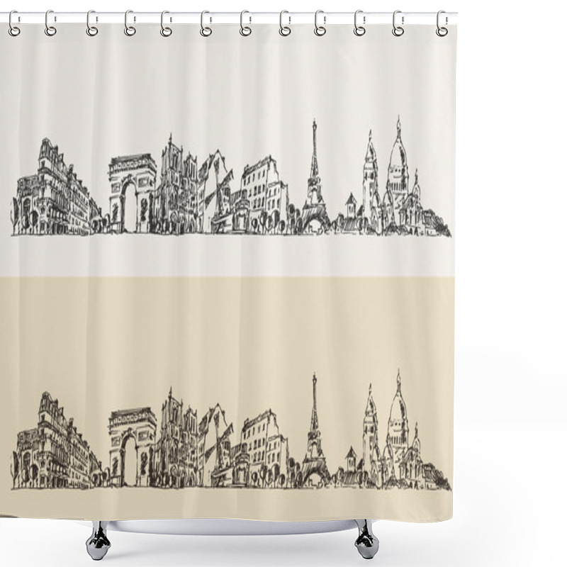 Personality  Hand Drawn Paris City Shower Curtains