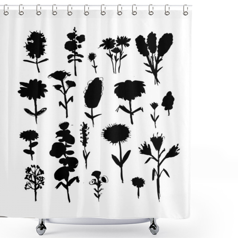 Personality  Collection Of Wildflowers, Sketch Fro Your Design Shower Curtains