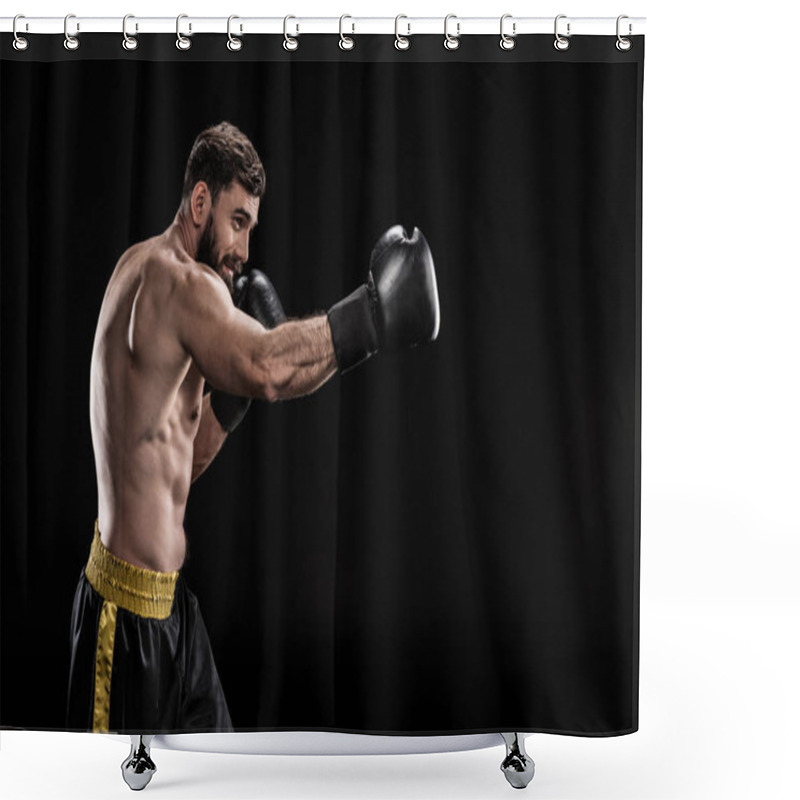 Personality  Sportsman In Boxing Gloves  Shower Curtains