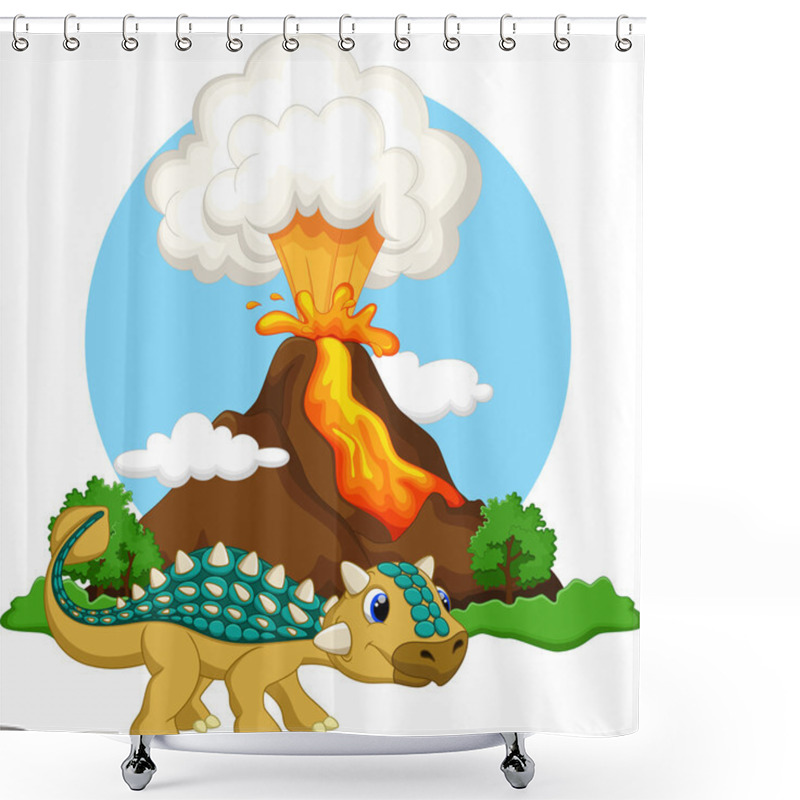 Personality  Cute Ankylosaurus Cartoon Shower Curtains