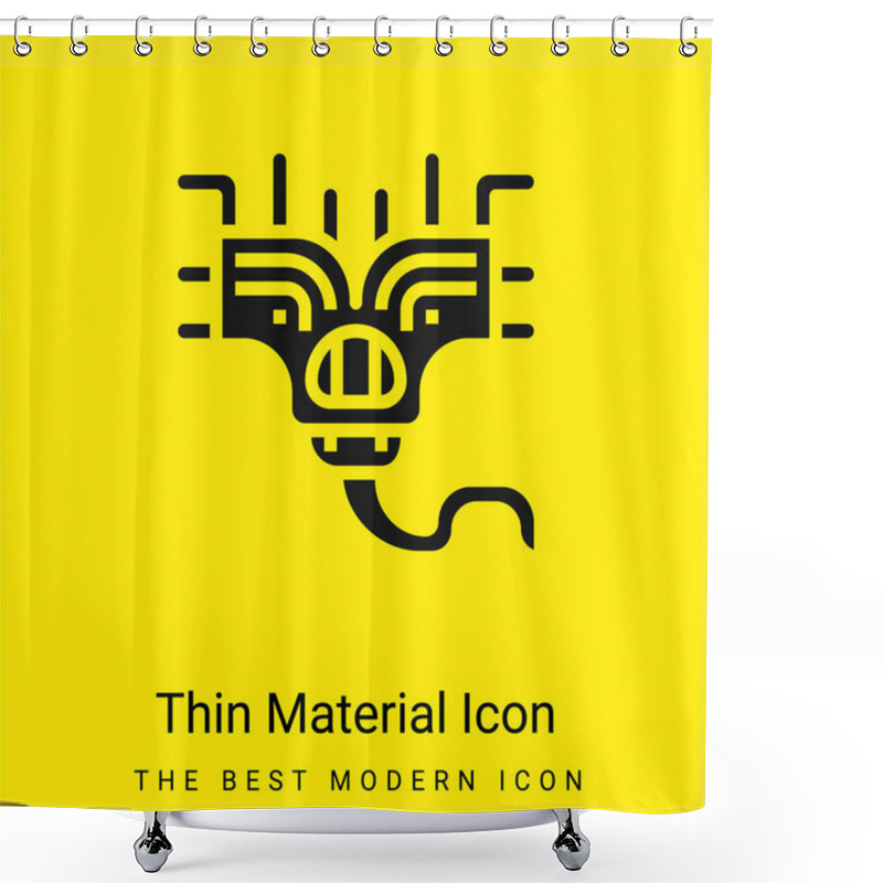 Personality  Alien Minimal Bright Yellow Material Icon Shower Curtains