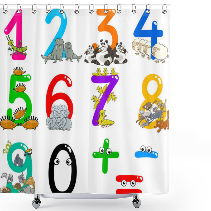 Personality  Numbers With Cartoon Animals Shower Curtains