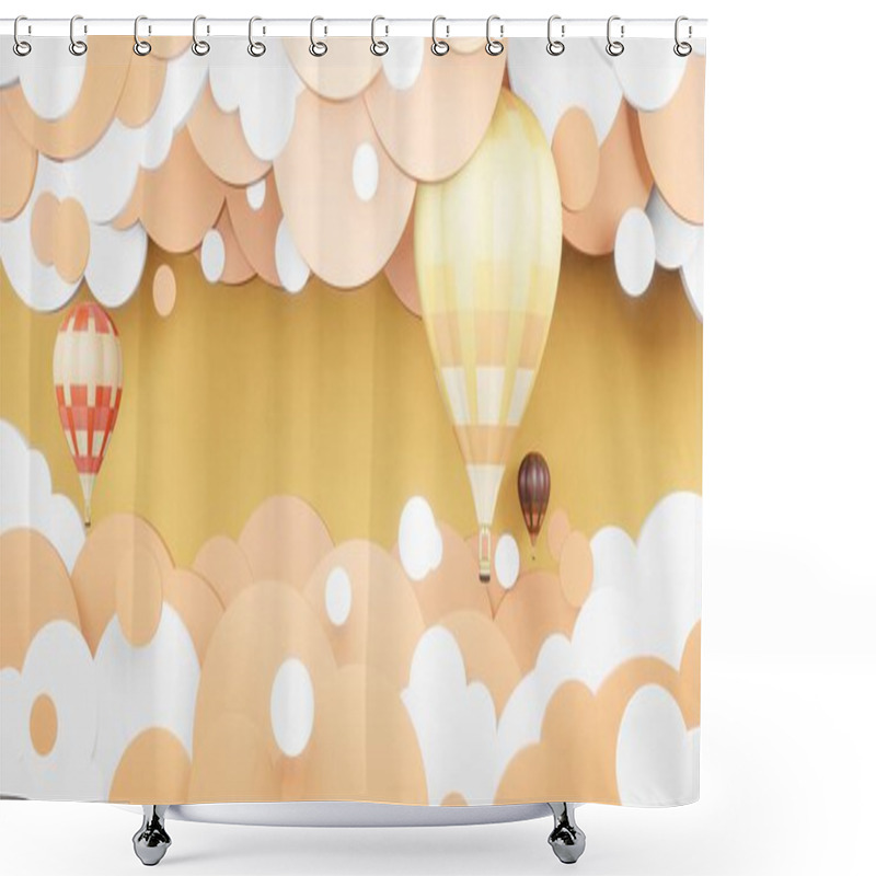 Personality  Hot Air Balloons In The Sky 3D Illustration Shower Curtains