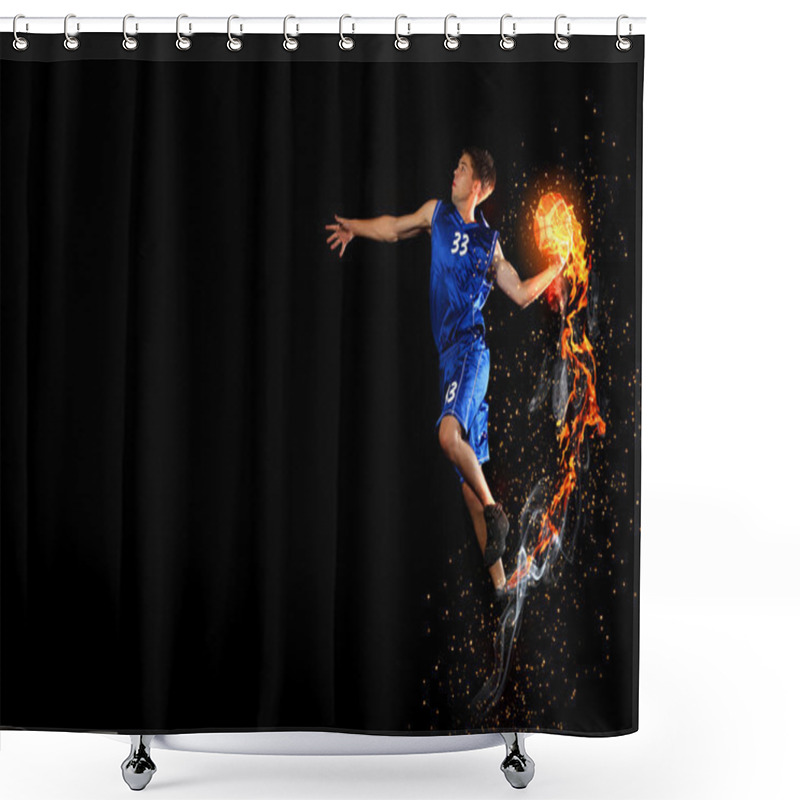 Personality  Basketball Player With A Ball Shower Curtains