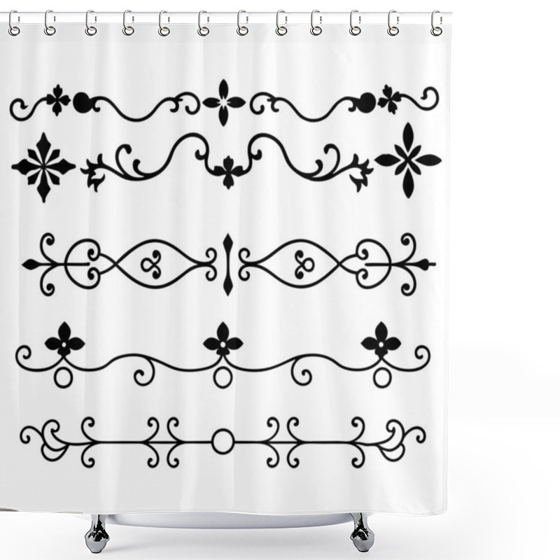 Personality   Elevate Your Designs With This Elegant Divider Ornaments Vector Illustration Set. Perfect For Creating Vintage-style Borders, Decorative Frames, Invitations, And Digital Projects. Shower Curtains