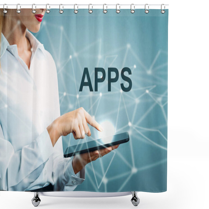 Personality  APPS Text With Business Woman Shower Curtains