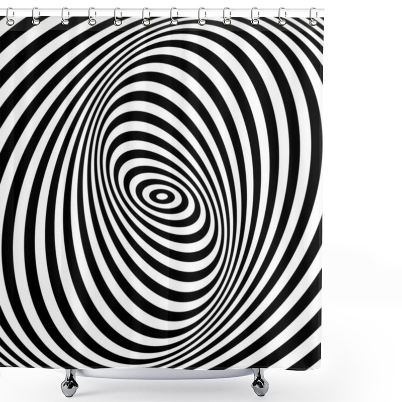 Personality  Illusion Of Spiral Swirl Vortex Movement. Op Art Lines Pattern And Texture. Vector Illustration. Shower Curtains