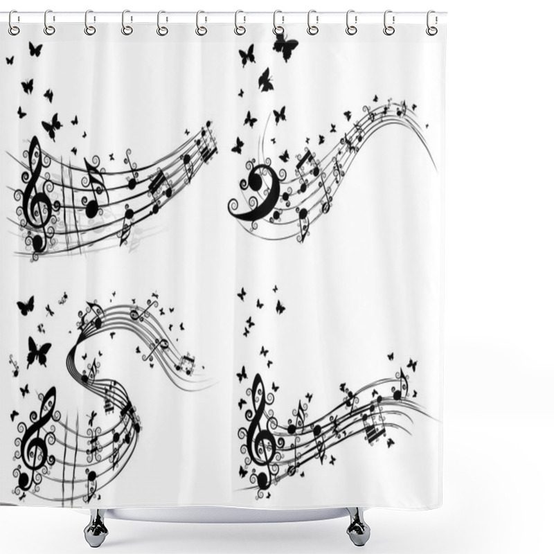 Personality  Set Of Musical Background Shower Curtains