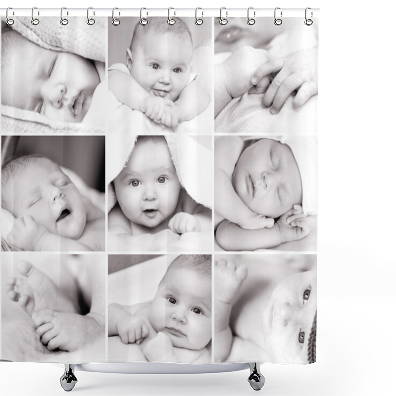 Personality  Black-and-white Baby's Photos Shower Curtains