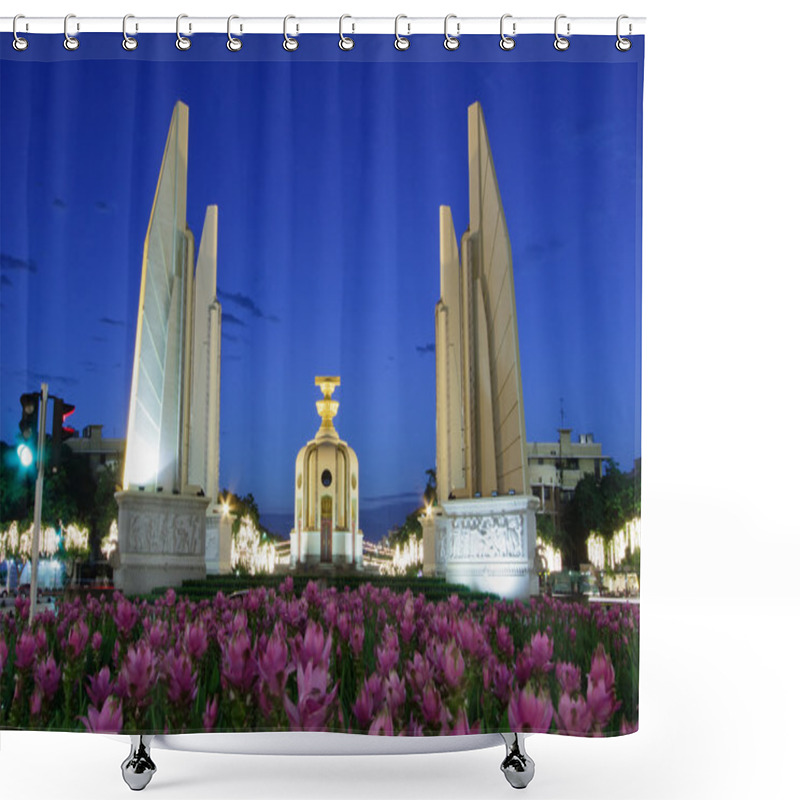 Personality  The Democracy Monument At Twilight Time Shower Curtains