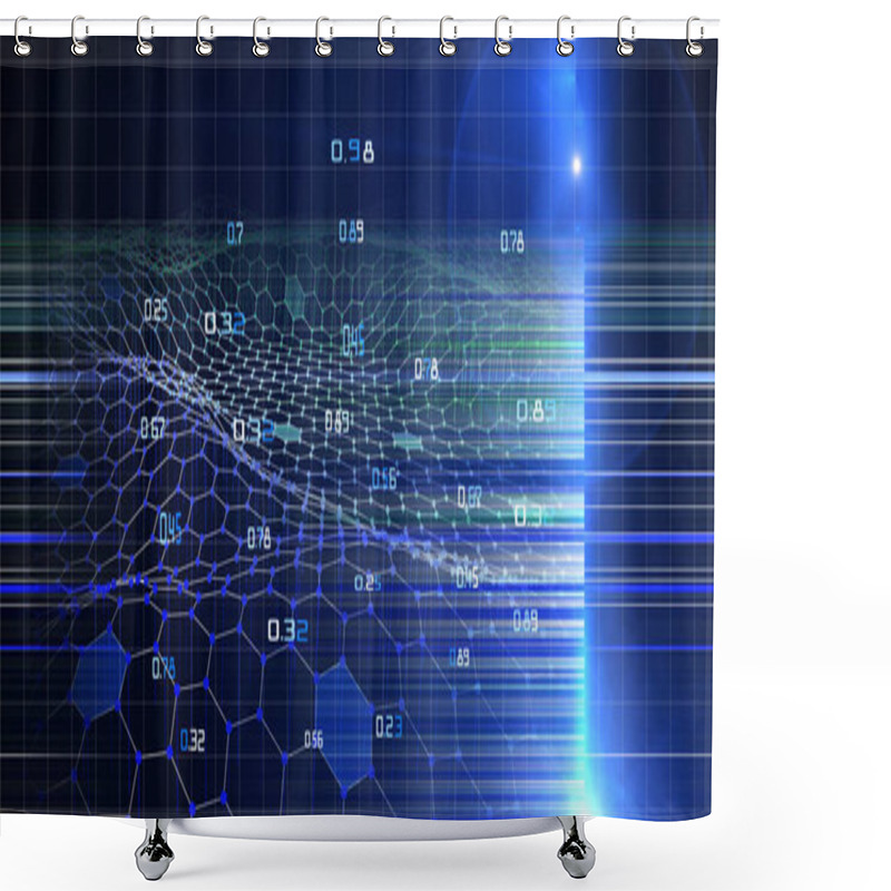 Personality  3D Illustration  Technology Big Data  Background. Artificial Intelligence.  Algorithms Deep Learning. Virtual Reality. Data Science Learning. Blockchain.  Shower Curtains